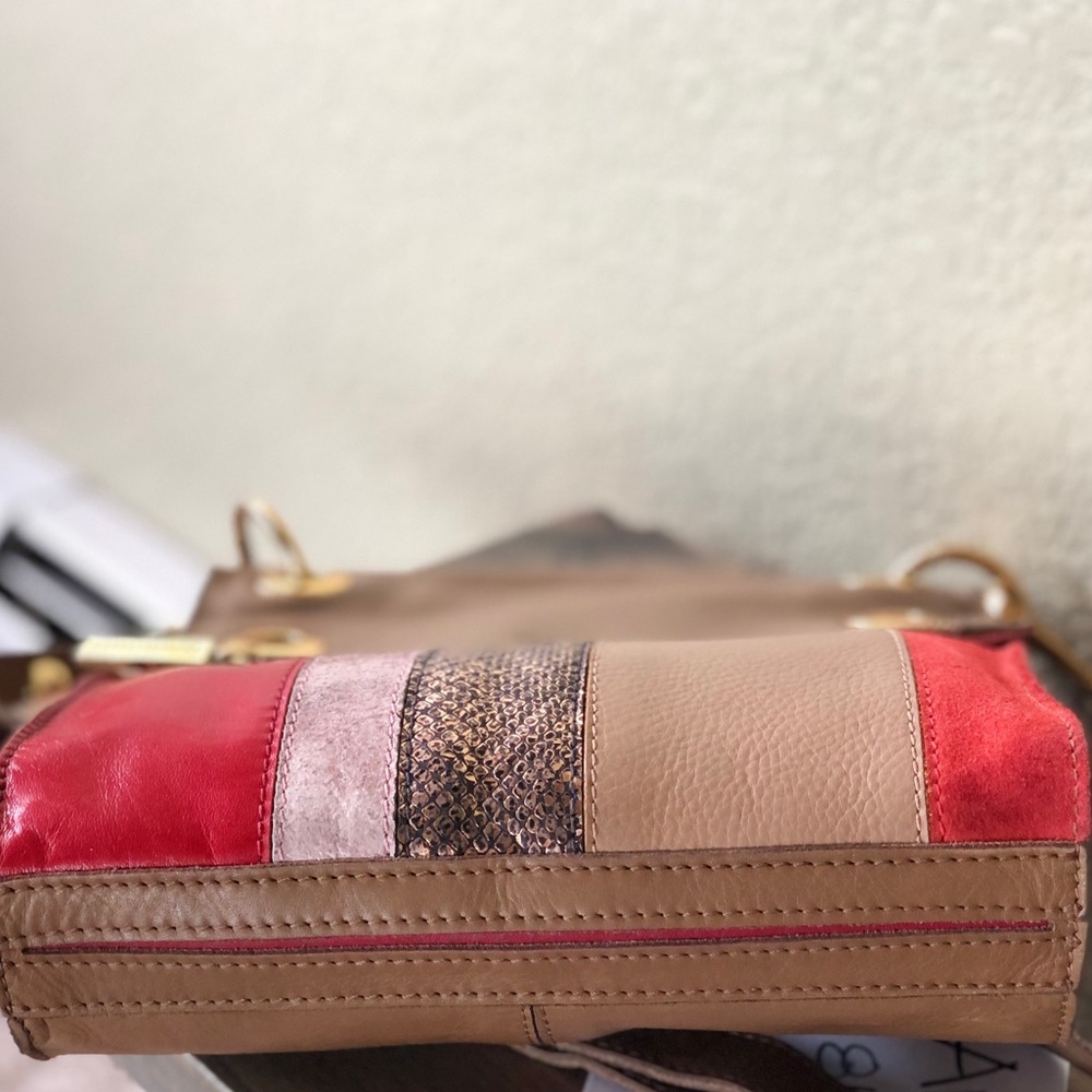 HAMMITT Derek Red/Tan/Gold Leather Vintage Shoulder Crossbody Bag - Picture 4 of 7